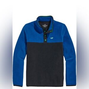 New Vineyard Vines Blue and Black Colorblock Snap Pullover 2T Maritime Blue